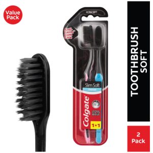 COLGATE SLIM SOFT CHARCOAL TOOTH BRUSH 2 IN 1