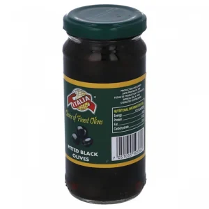 ITALIA BLACK OLIVES PITTED 230GM