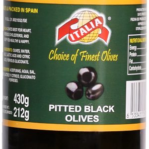 ITALIA BLACK OLIVES PITTED 430GM